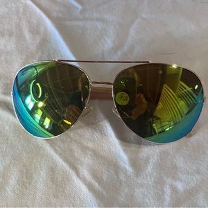 Tahari Sunglasses Aviator Reflective With Rose Gold Frame